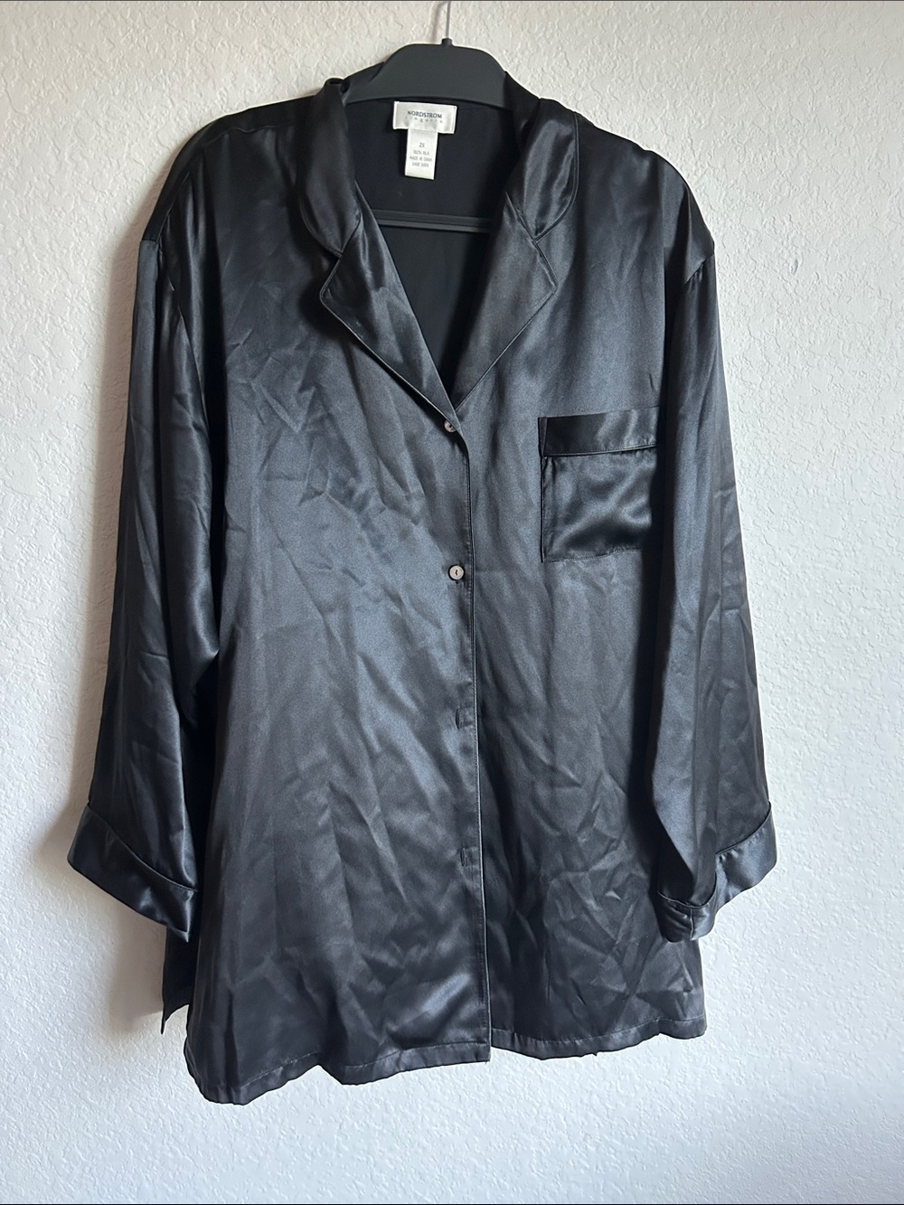 Nordstrom Black Satin Pajama Shirt